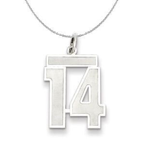 Sterling Silver, Jersey Collection, Medium Number 14 Necklace - 24 In